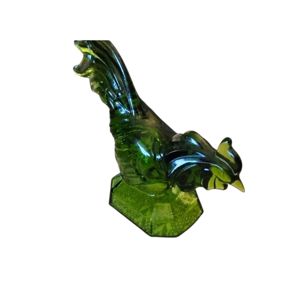 L.E. Smith Green Glass Fighting Rooster Vintage Farmhouse Style Primitive - Picture 2 of 4